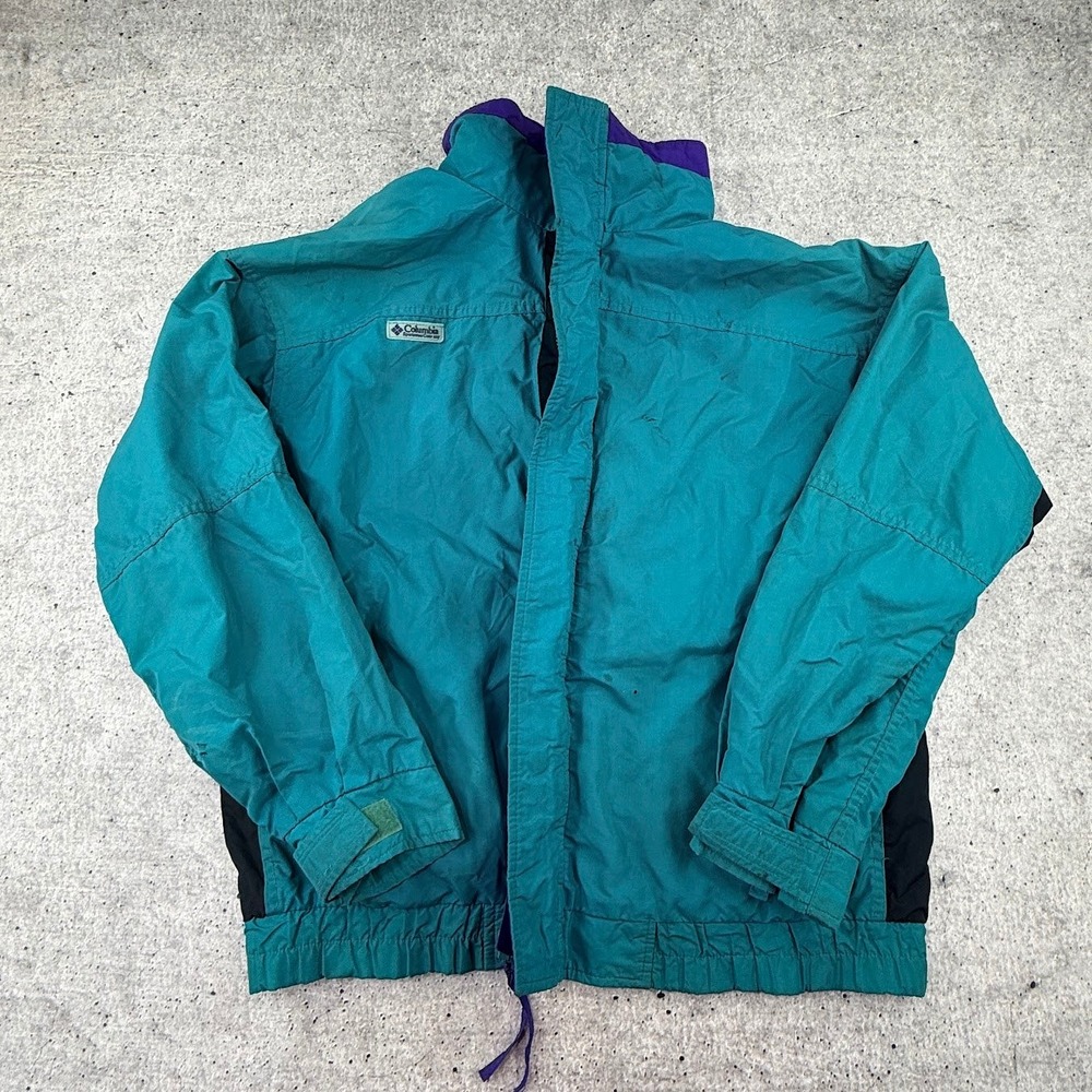 Vintage Columbia Bugaboo Nylon Jacket Radial Sleeve Turquoise Purple Mens Medium